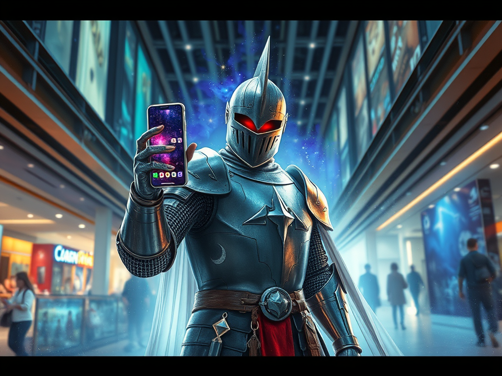 cavaleiro tirando selfie no tiktok